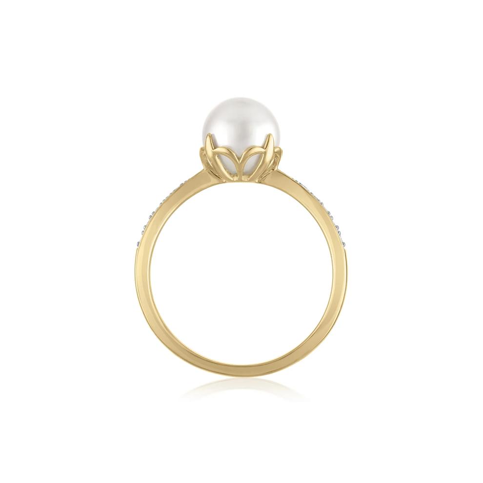 Freshwater Cultured Pearl and Diamond Accent Ring in 10K Yellow Gold – Image 2 of 3