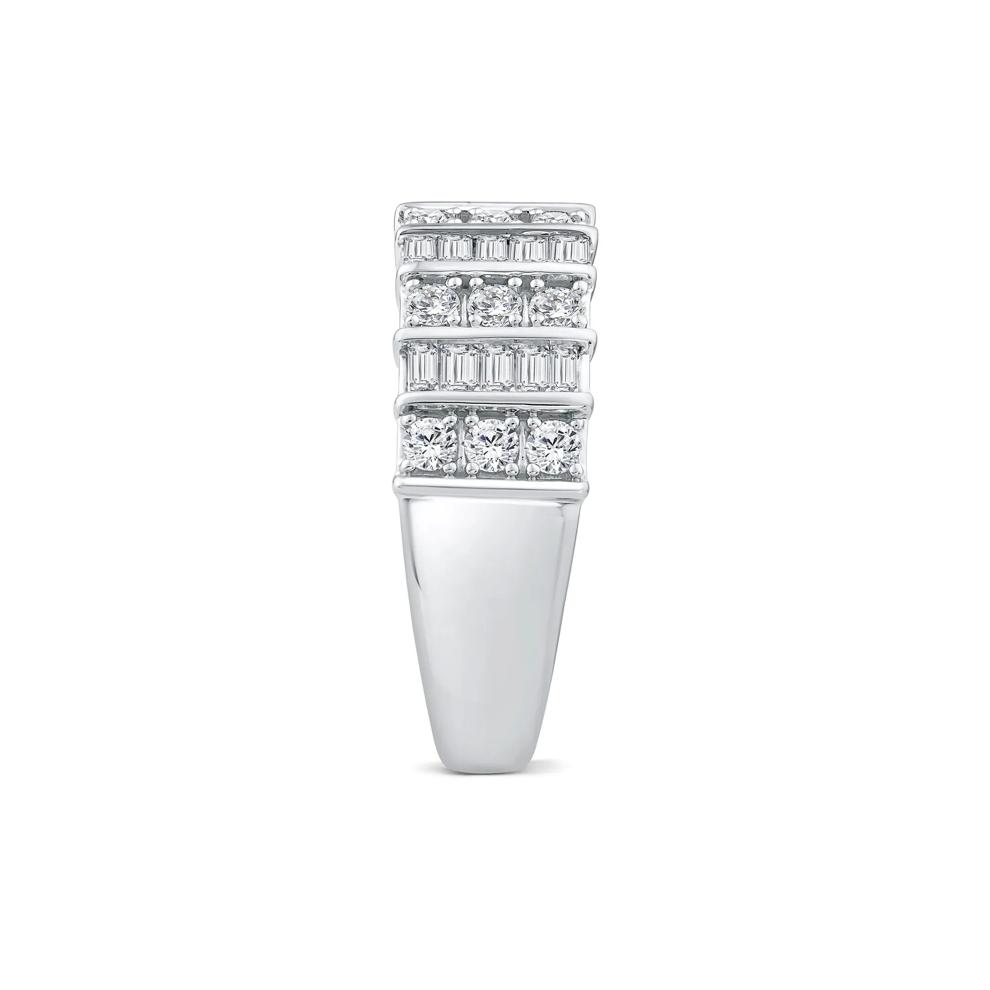 Round and Baguette Diamond Band in 14K White Gold (1 ct. tw.) – Image 3 of 3