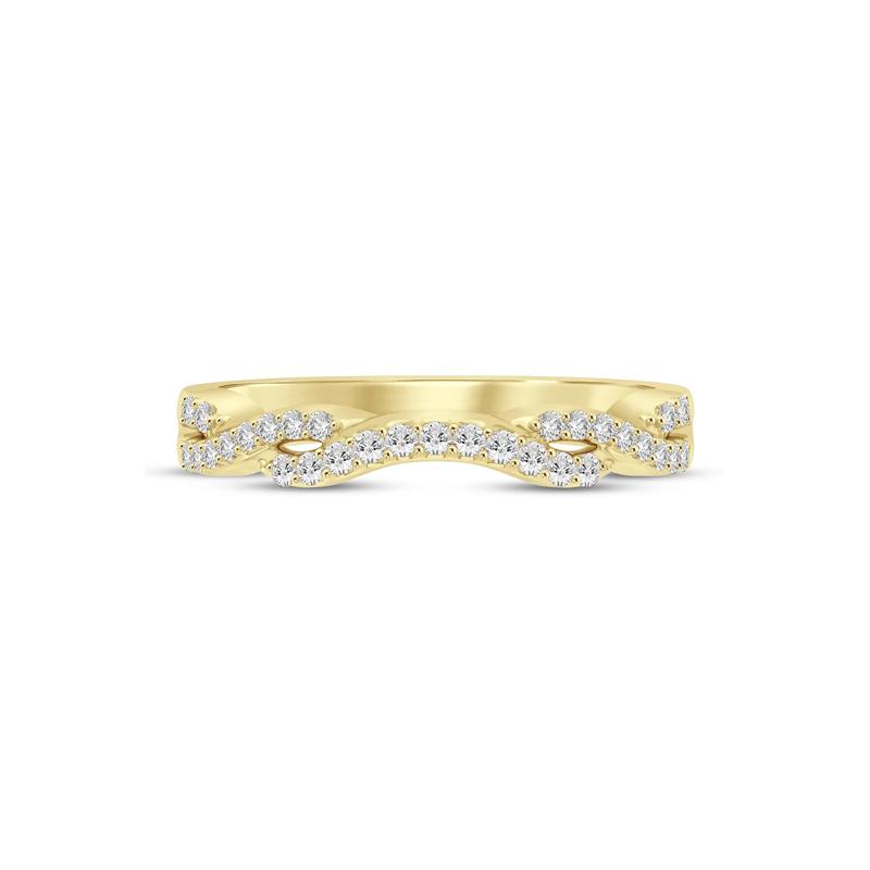 Diamond Twist Contour Band in 14K Yellow Gold &#40;1/5 ct. tw.&#41; – Image 1 of 3