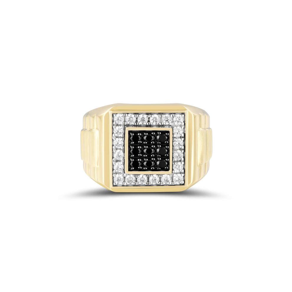 Men's Black and White Diamond Ring in 10K Yellow Gold (1 ct. tw.) – Image 1 of 3