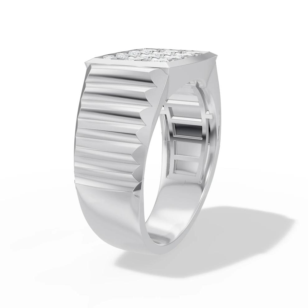 Men's Lab Grown Diamond Square Cluster Ring in 10K White Gold (1 ct. tw.) – Image 3 of 4