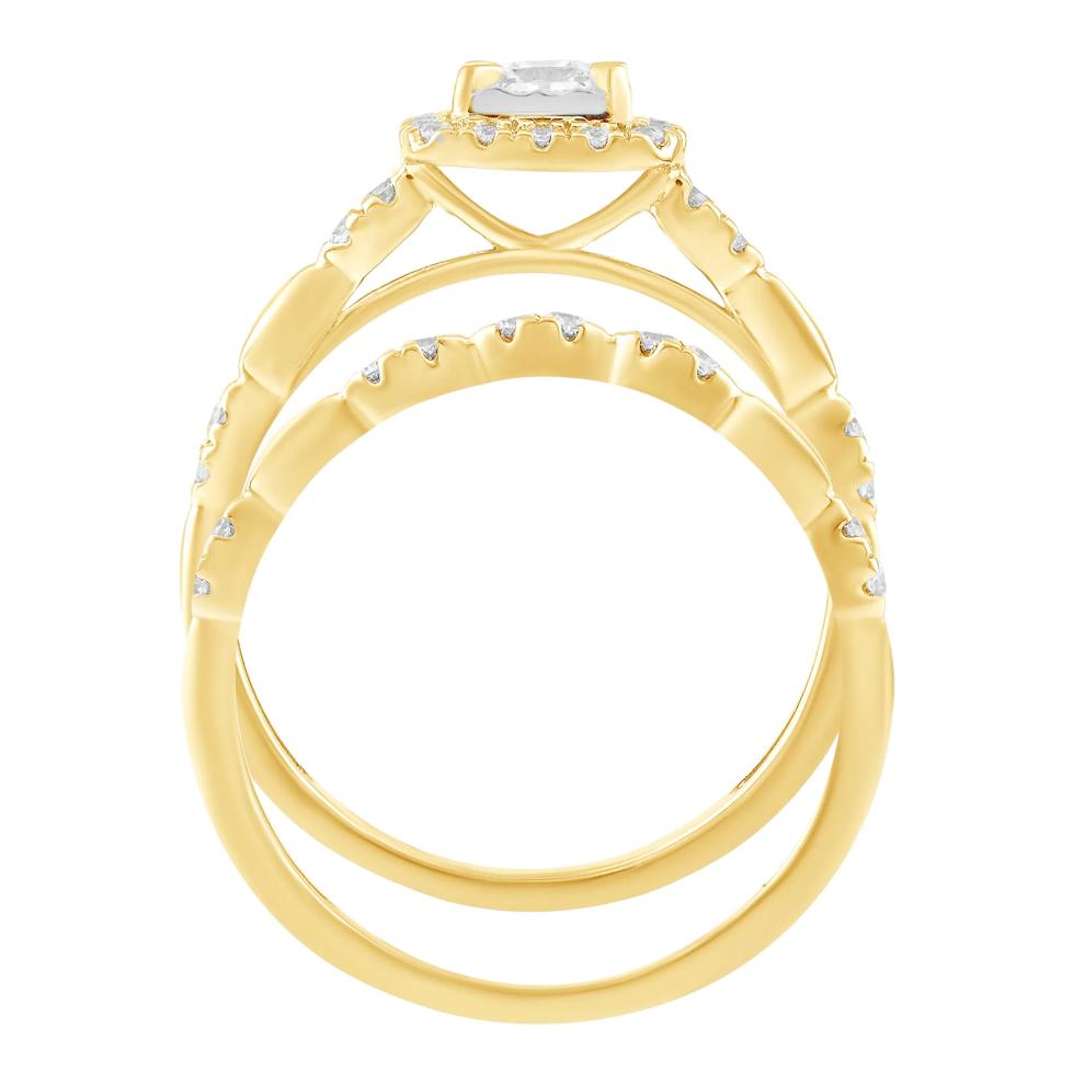 Diamond Princes-Cut Center Halo Engagement Ring in 10K Yellow Gold (1/2 ct. tw.) – Image 2 of 5