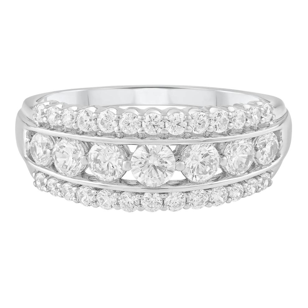 Diamond Multi-Row Wedding Band in 10K White Gold (1 ct. tw.) – Image 1 of 3