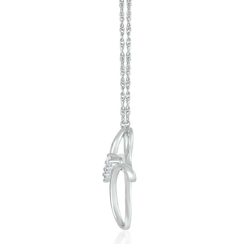 Diamond Cross Pendant with Three-Stone Design in 10K White Gold &#40;1/8 ct. tw.&#41; – Image 2 of 2
