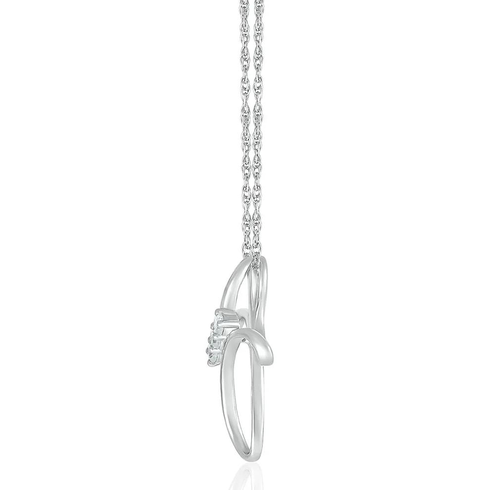 Diamond Cross Pendant with Three-Stone Design in 10K White Gold (1/8 ct. tw.) – Image 2 of 2