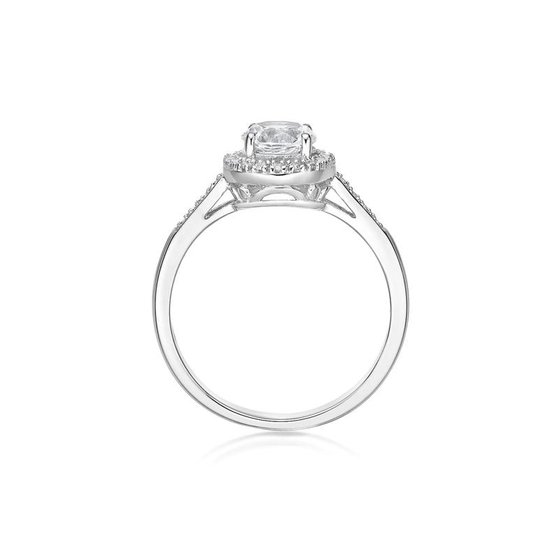 Lab Created White Sapphire &amp; 1/8 ct. tw. Diamond Ring in Sterling Silver – Image 2 of 3