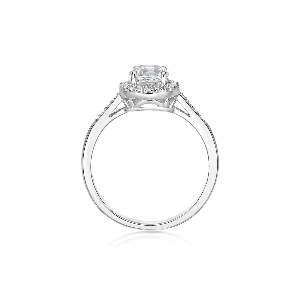 Lab Created White Sapphire &amp; 1/8 ct. tw. Diamond Ring in Sterling Silver – Image 2 of 3