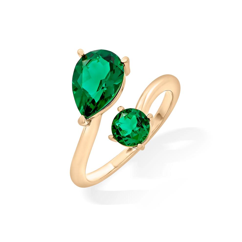 Lab-Created Emerald Bypass Ring in 14K Gold Vermeil – Image 4 of 4