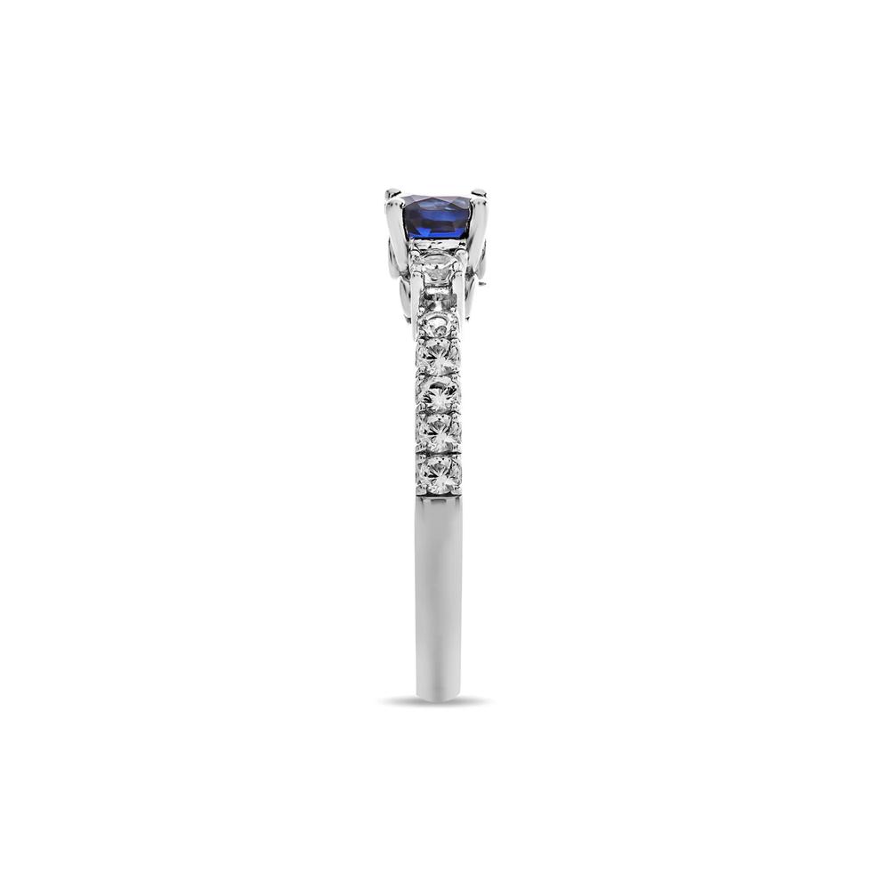 Sapphire &amp; 1/2 ct. tw. Diamond Ring in 14K White Gold – Image 3 of 3