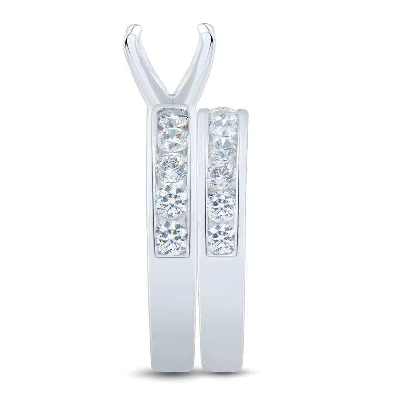 1/2 ct. tw. Round Diamond Channel Semi-Mount Engagement Ring Set in 14k White Gold &#40;Setting Only&#41; – Image 9 of 9