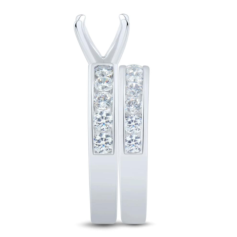 1/2 ct. tw. Round Diamond Channel Semi-Mount Engagement Ring Set in 14k White Gold (Setting Only) – Image 9 of 9