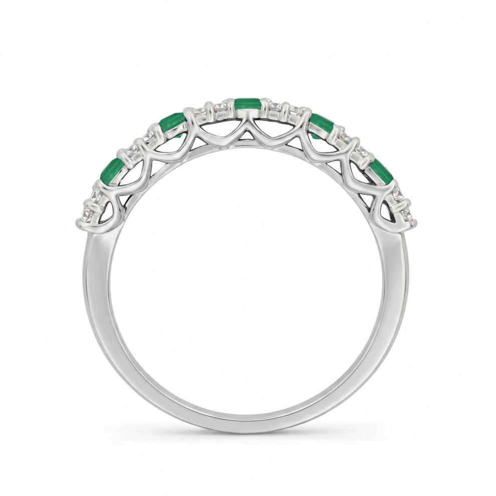 Emerald &amp; Diamond Ring in 10K White Gold (1/4 ct. tw.) – Image 3 of 4