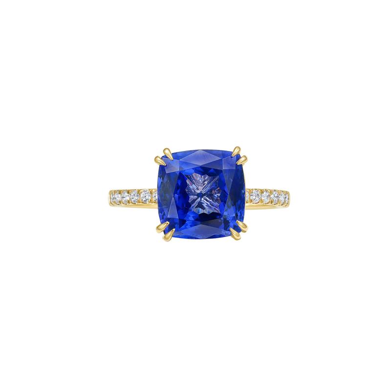 Tanzanite &amp; Diamond Double Prong Ring in 14K Yellow Gold &#40;1/7 ct. tw.&#41; – Image 1 of 4