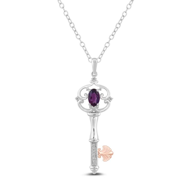 Amethyst and Diamond Accent Ariel Key Pendant in Sterling Silver and 10K Rose Gold – Image 1 of 3