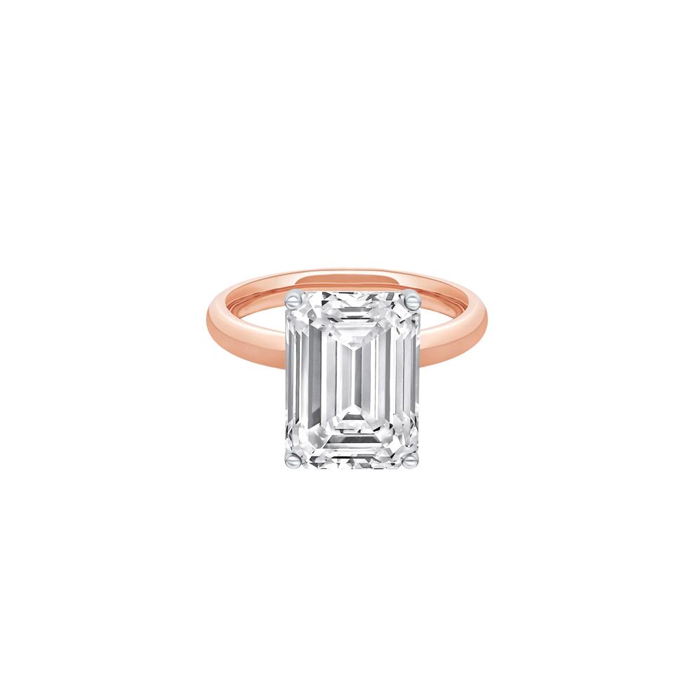 Lab Grown Diamond Emerald-Cut Solitaire Ring in 14K Rose &amp; White Gold (6 ct.) – Image 1 of 4