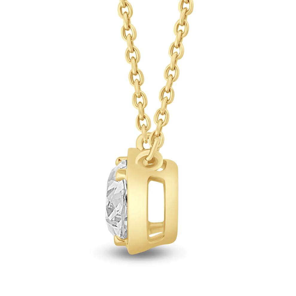 Lab Grown Diamond Oval Solitaire Pendant in 14K Yellow Gold (1/2 ctw.) – Image 2 of 3