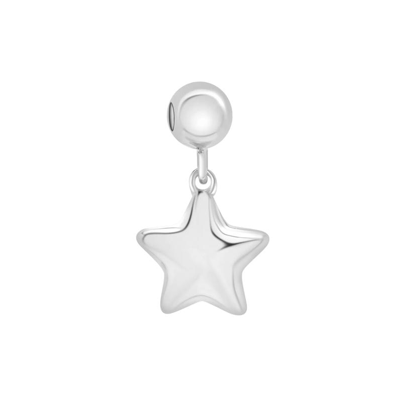 Diamond Accent Puff Star Bead Charm in Sterling Silver – Image 3 of 3