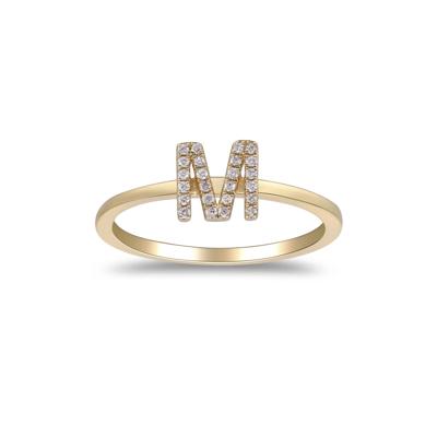 Diamond Accent "M" Initial Ring in 10K Yellow Gold
