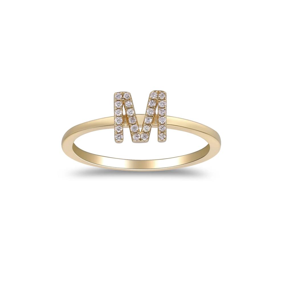 Diamond Accent "M" Initial Ring in 10K Yellow Gold – Image 1 of 5