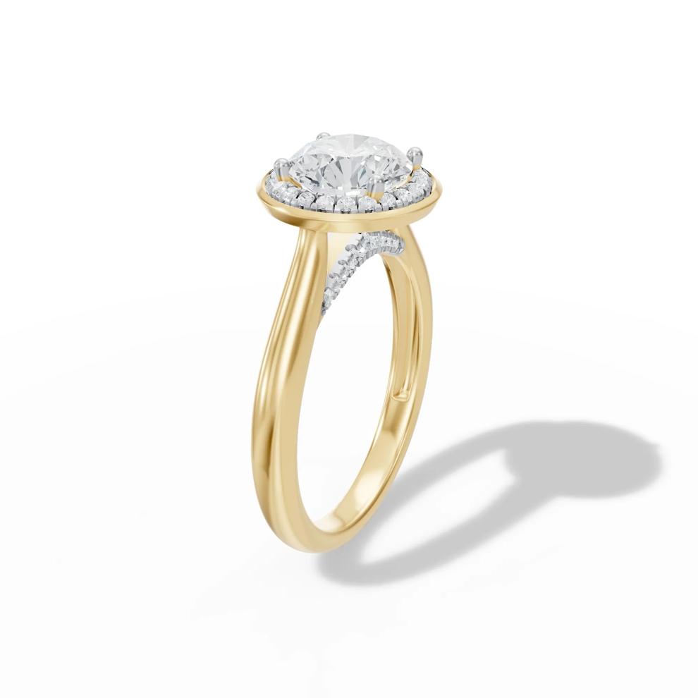 Lab Grown Diamond Round Center Halo Engagement Ring in 14K Yellow Gold (1 3/4 ct. tw.) – Image 3 of 4