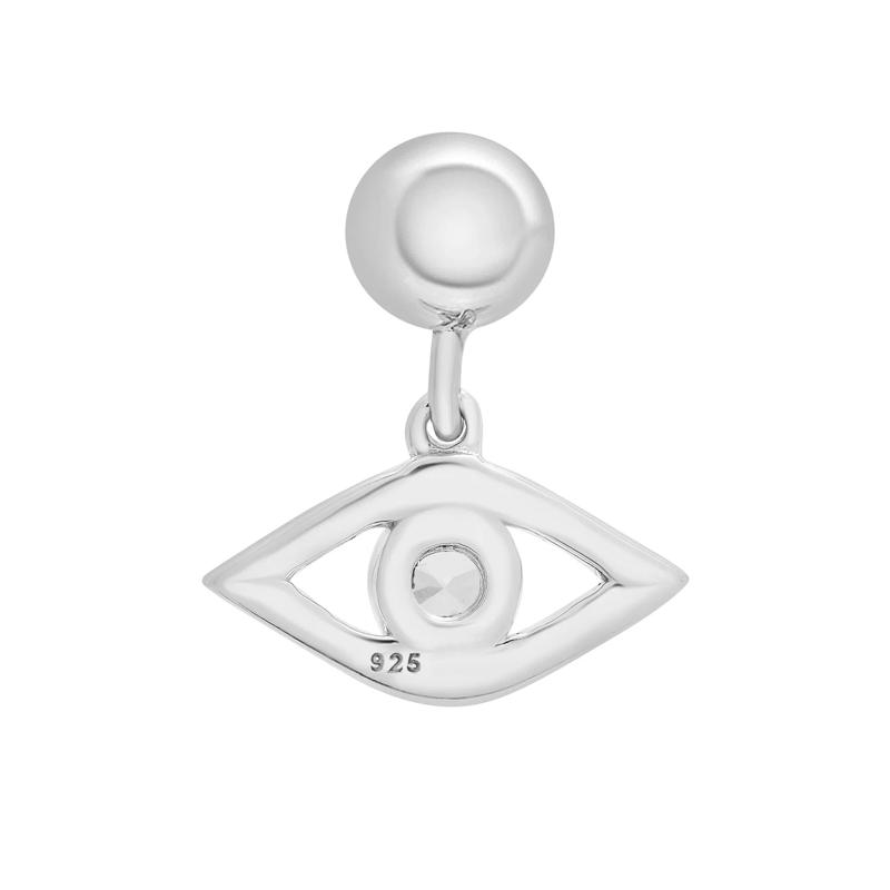 Lab-Created White Sapphire Evil Eye Bead Charm in Sterling Silver – Image 3 of 3