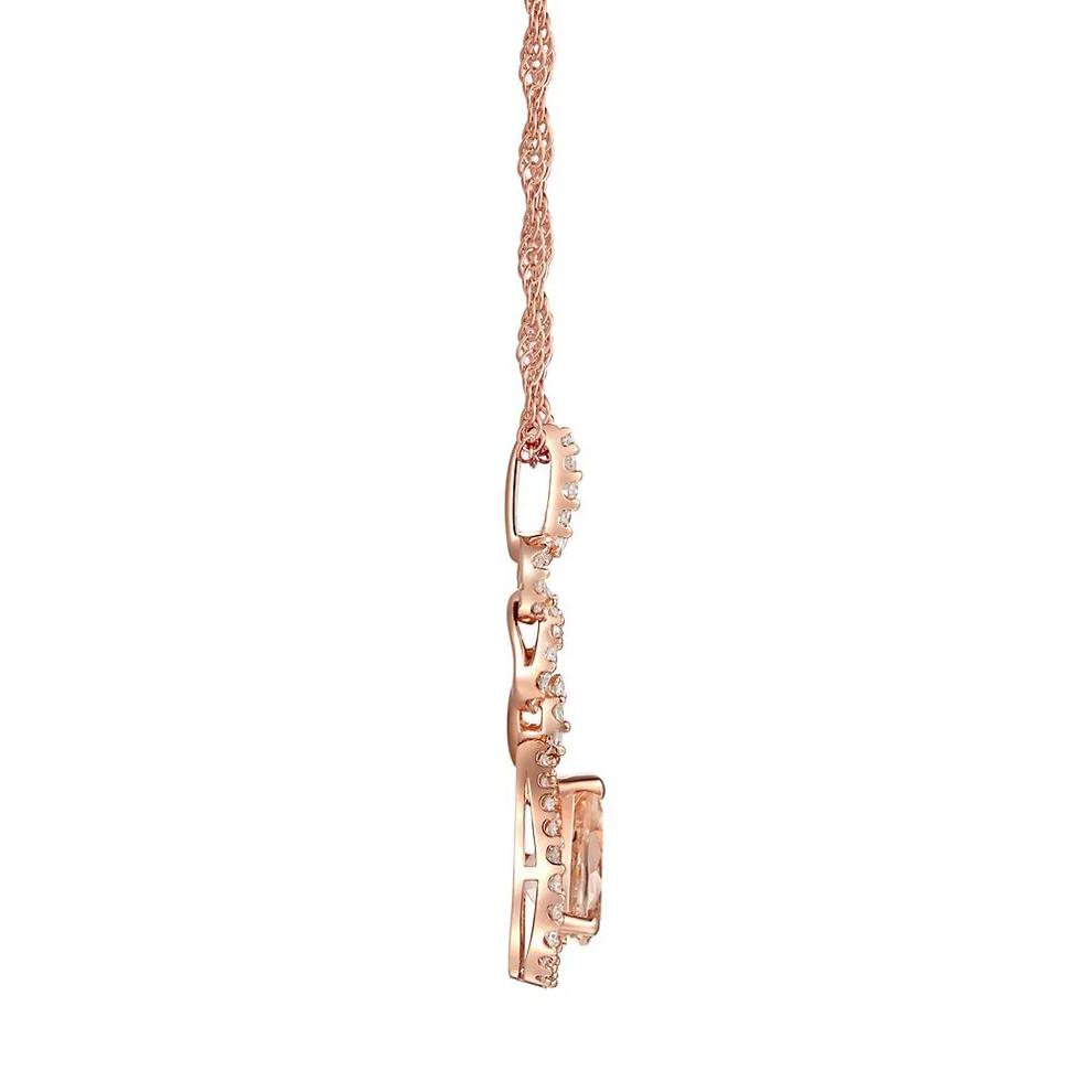 Morganite &amp; 1/4 ct. tw. Diamond Pendant in 10K Rose Gold – Image 2 of 3