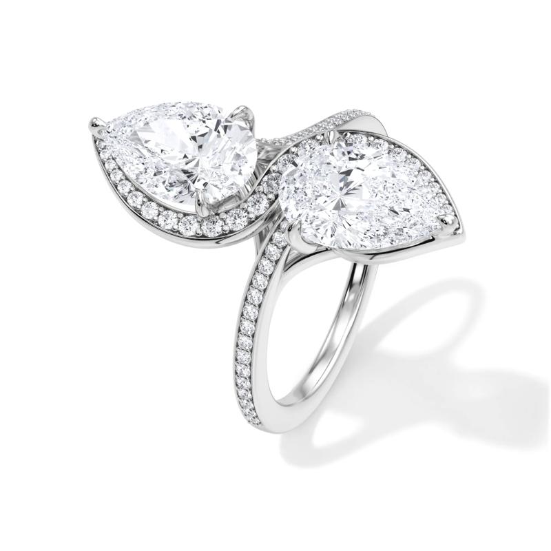 Lab Grown Diamond Pear-Shaped Double Stone Engagement Ring in Platinum &#40;3 3/8 ct. tw.&#41; – Image 4 of 4
