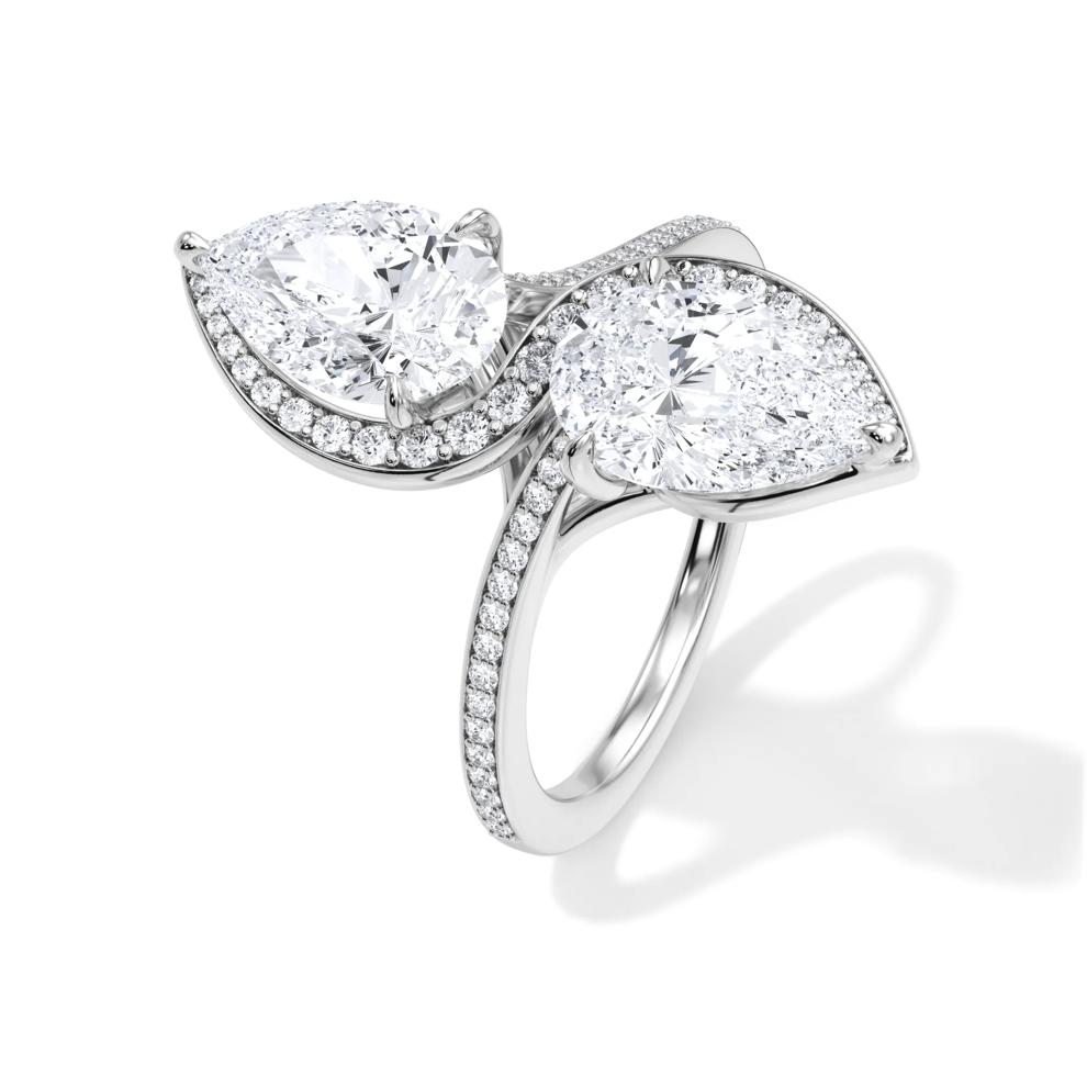 Lab Grown Diamond Pear-Shaped Double Stone Engagement Ring in Platinum (3 3/8 ct. tw.) – Image 4 of 4