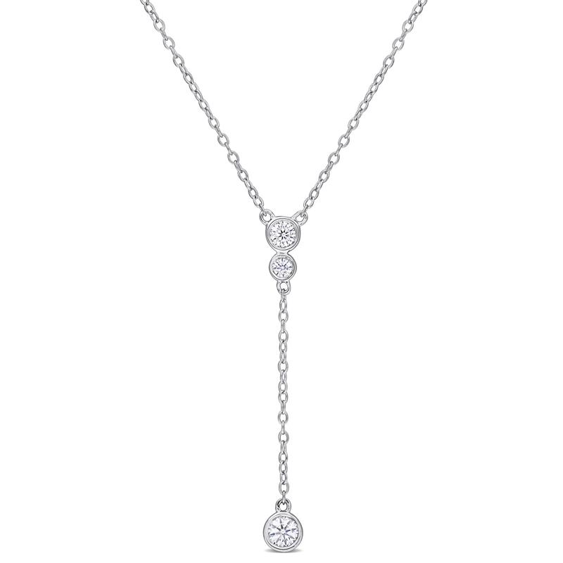 Lab-Created Moissanite Y Drop Necklace in Sterling Silver – Image 1 of 6