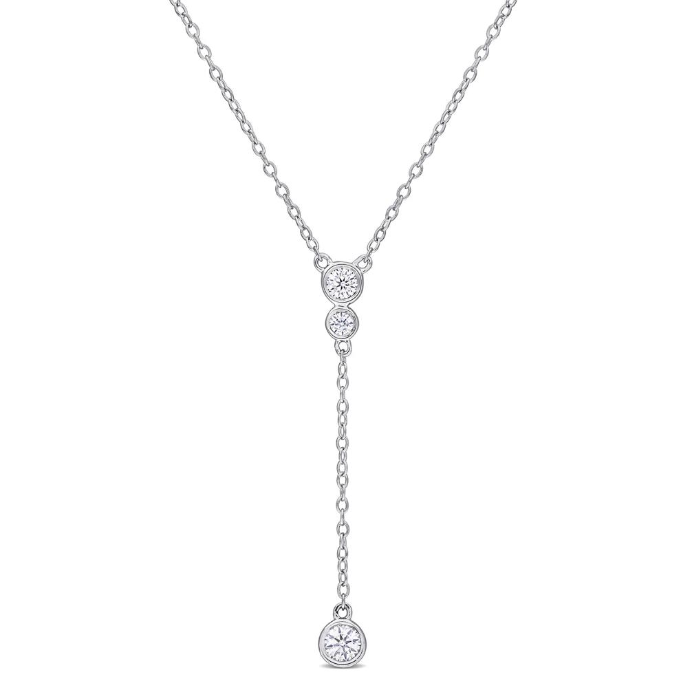 Lab-Created Moissanite Y Drop Necklace in Sterling Silver – Image 1 of 6