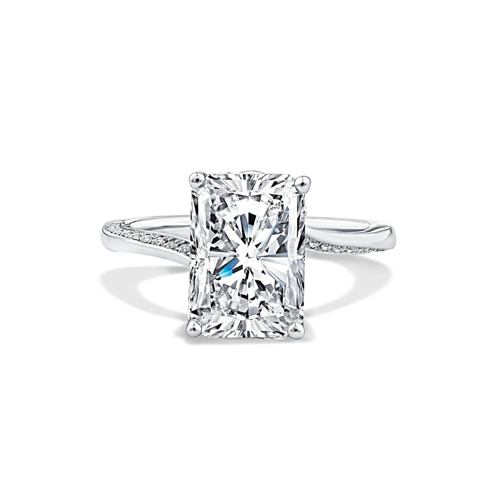 Lab Grown Diamond Radiant Center Engagement Ring in Platinum (4 1/5 ct. tw.) – Image 1 of 4