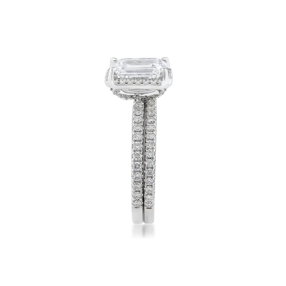 Lab Grown Diamond Emerald-Cut Halo Bridal Set in 14K White Gold (2 3/4 ct. tw.) – Image 3 of 3