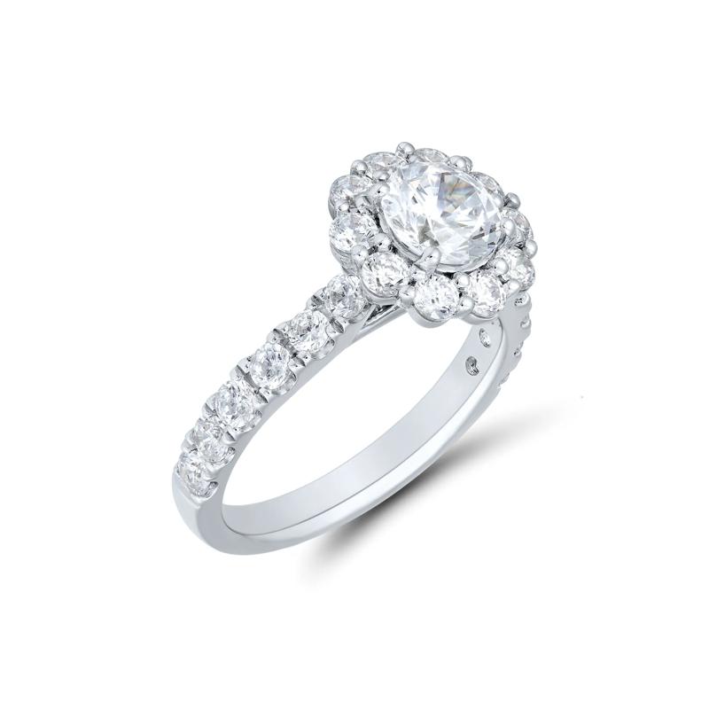 Lab Grown Diamond Round Halo Bridal Set in 14K White Gold &#40;3 ct. tw.&#41; – Image 4 of 6