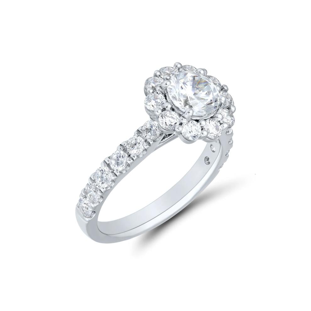 Lab Grown Diamond Round Halo Bridal Set in 14K White Gold (3 ct. tw.) – Image 4 of 6