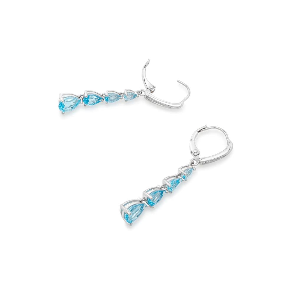 Blue Topaz &amp; Diamond Accent Graduated Drop Earrings in Sterling Silver – Image 2 of 2