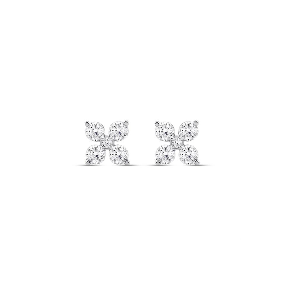 Lab Grown Diamond Five-Stone Earrings in 14K White Gold (1 ct. tw.) – Image 2 of 3