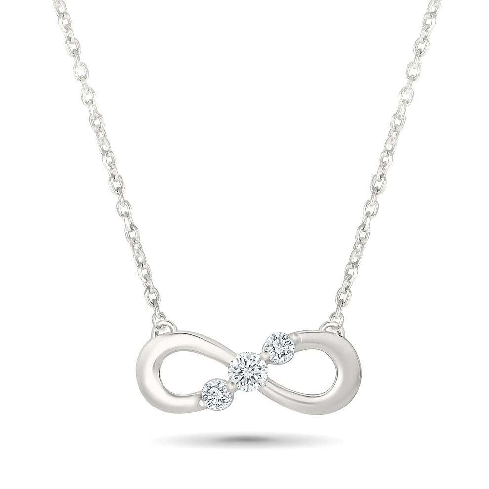 Diamond Infinity Pendant Necklace in Sterling Silver (1/10 ct. tw.) – Image 1 of 4