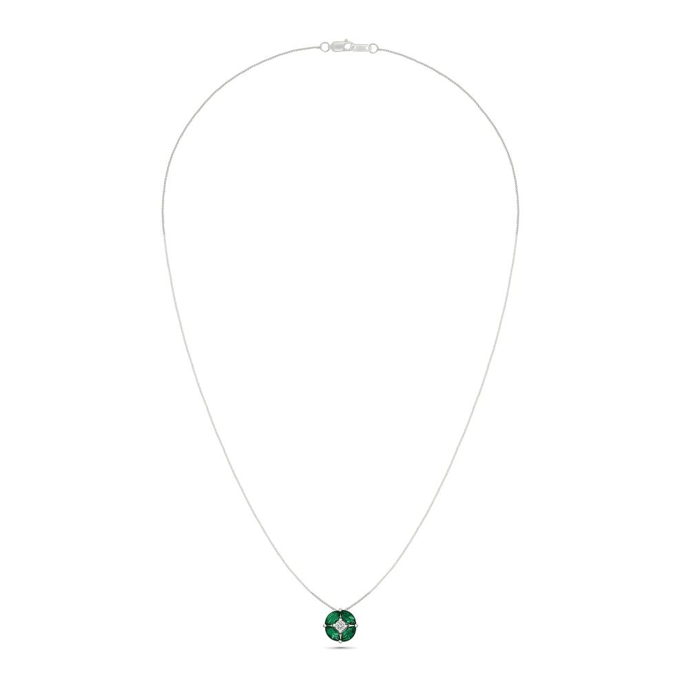 Lab-Created Emerald &amp; Lab-Created White Sapphire Pendant Necklace in Sterling Silver – Image 4 of 4
