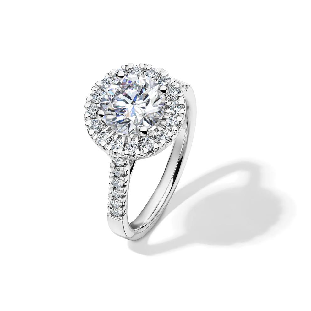Lab-Created Moissanite Round Halo Ring in 10K White Gold (2 1/4 ct. dew) – Image 4 of 4