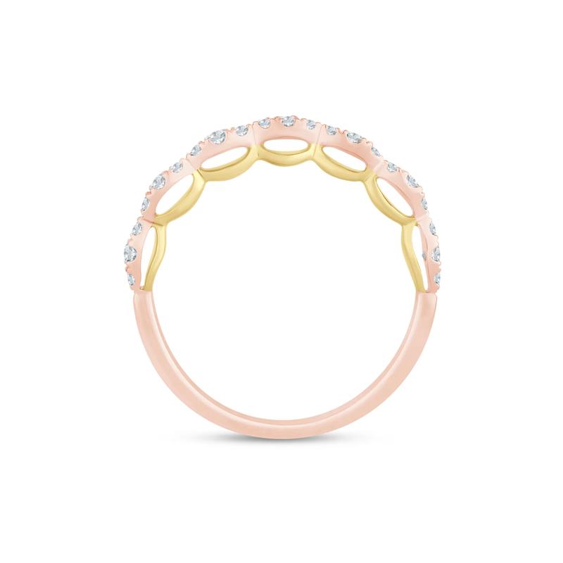 Lab Grown Diamond Scalloped Wedding Band in 14K Rose &amp; Yellow Gold &#40;1/3 ct. tw.&#41; – Image 2 of 3
