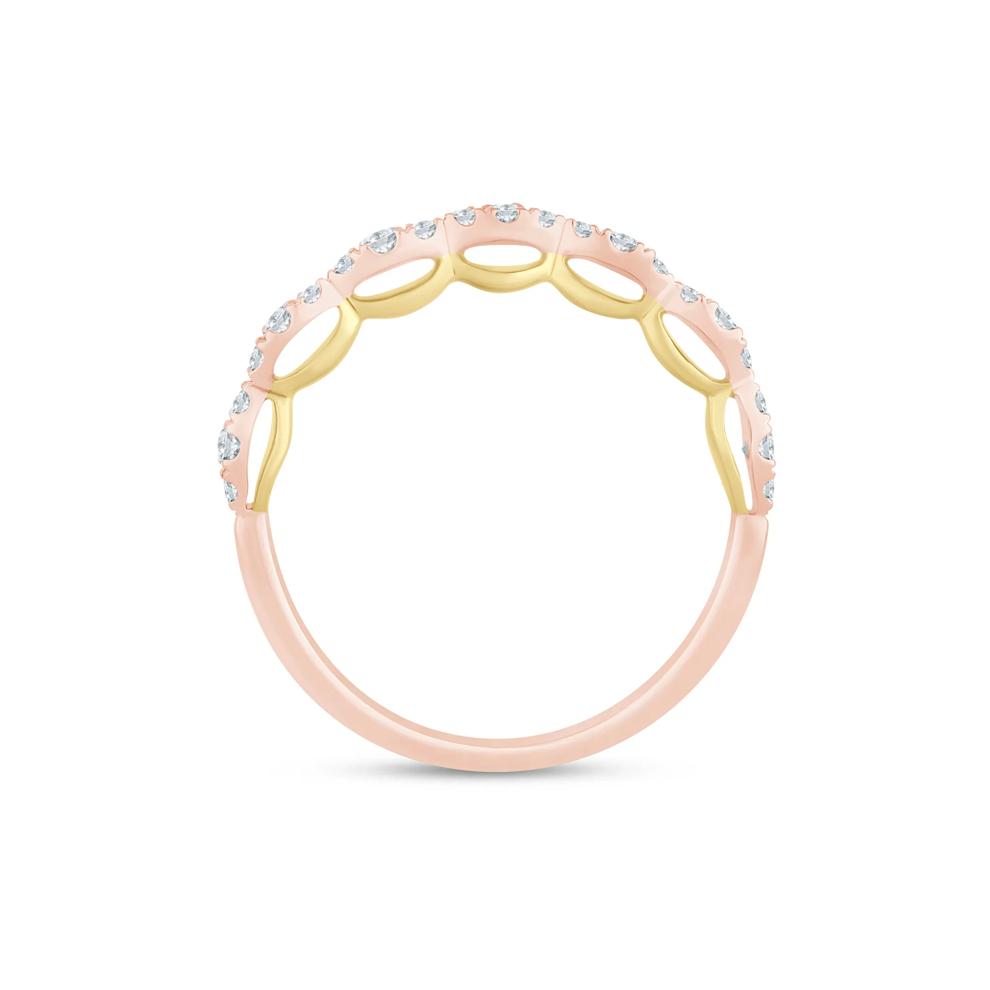 Lab Grown Diamond Scalloped Wedding Band in 14K Rose &amp; Yellow Gold (1/3 ct. tw.) – Image 2 of 3