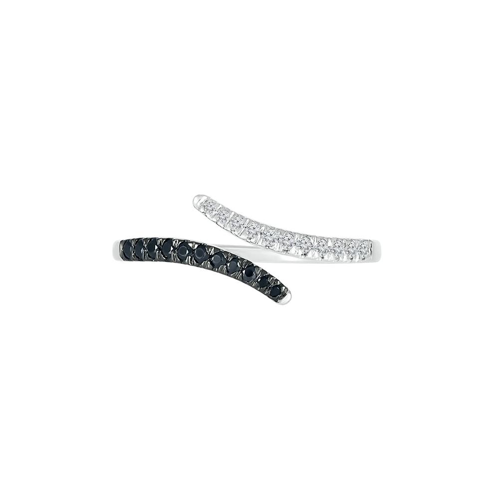Open Bypass Ring with Black &amp; White Diamonds in Sterling Silver (1/6 ct. tw.) – Image 4 of 5