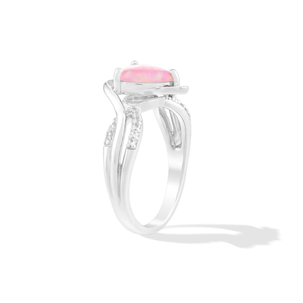 Lab-Created Opal &amp; Lab-Created White Sapphire Heart Ring in Sterling SIlver – Image 3 of 4