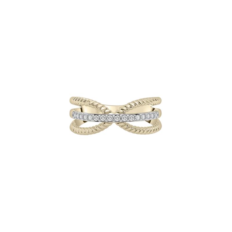 Diamond Crossover Band in 10K Yellow Gold &#40;1/7 ct. tw.&#41; – Image 1 of 5