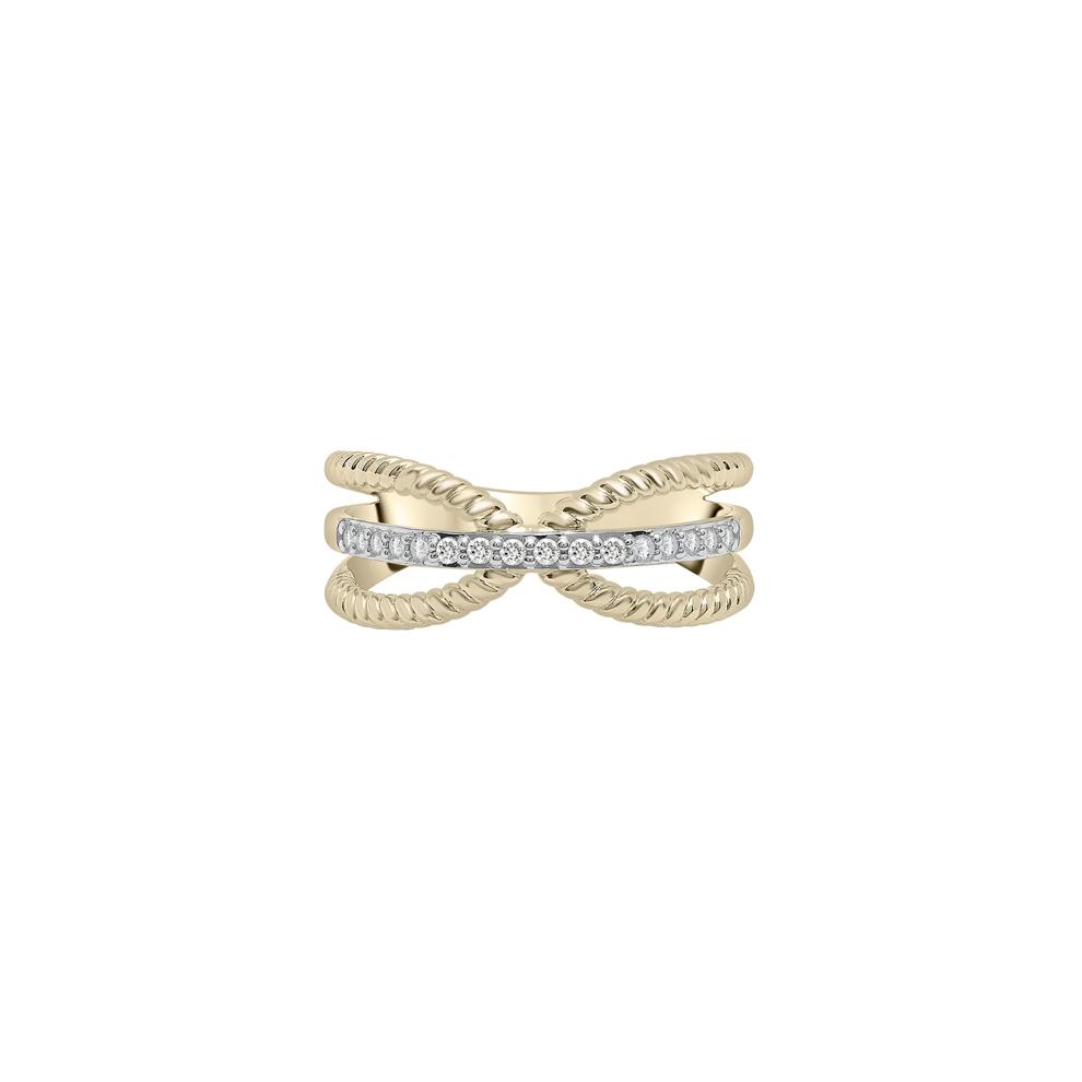 Diamond Crossover Band in 10K Yellow Gold (1/7 ct. tw.) – Image 1 of 5