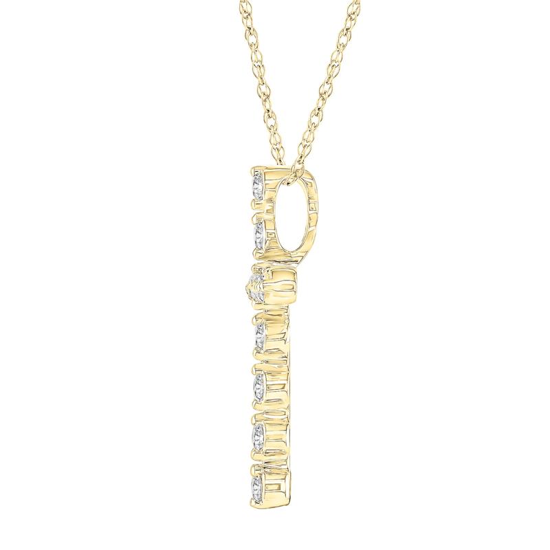 Diamond Cross Pendant in 10K Yellow Gold &#40;1/5 ct. tw.&#41; – Image 2 of 3