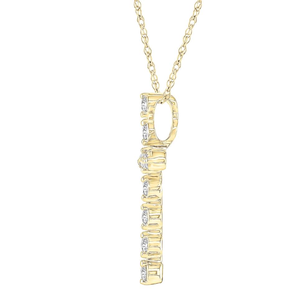 Diamond Cross Pendant in 10K Yellow Gold (1/5 ct. tw.) – Image 2 of 3