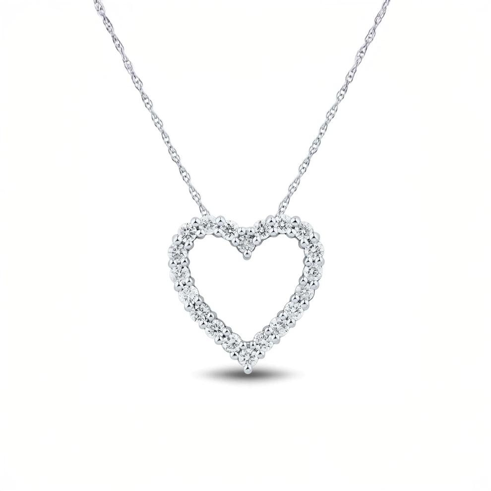 Lab Grown Diamond Round Heart Pendant Necklace in 10K White Gold (1/2 ct. tw.) – Image 1 of 3