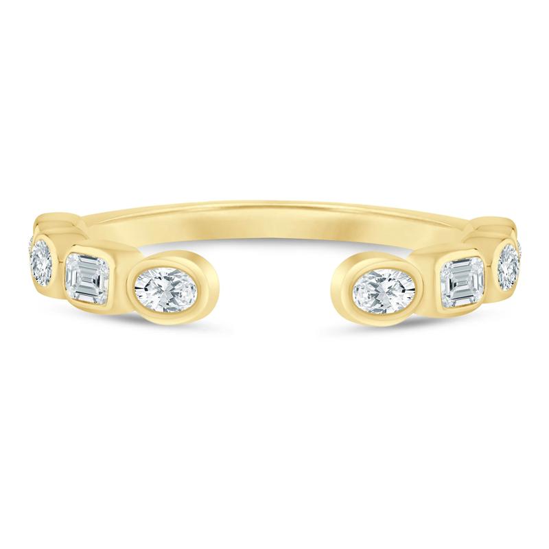 Lab Grown Diamond Emerald and Oval Open Band in 14K Yellow Gold &#40;5/8 ct. tw.&#41; – Image 1 of 3