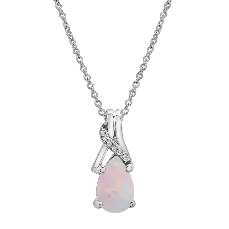 Lab Created Opal &amp; Diamond Pendant &amp; Earrings Boxed Set in Sterling Silver – Image 4 of 7